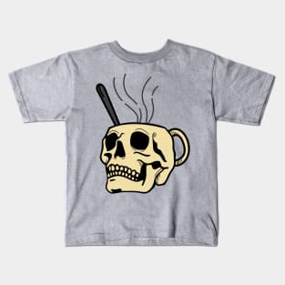 Steaming Hot Skull Mug Kids T-Shirt